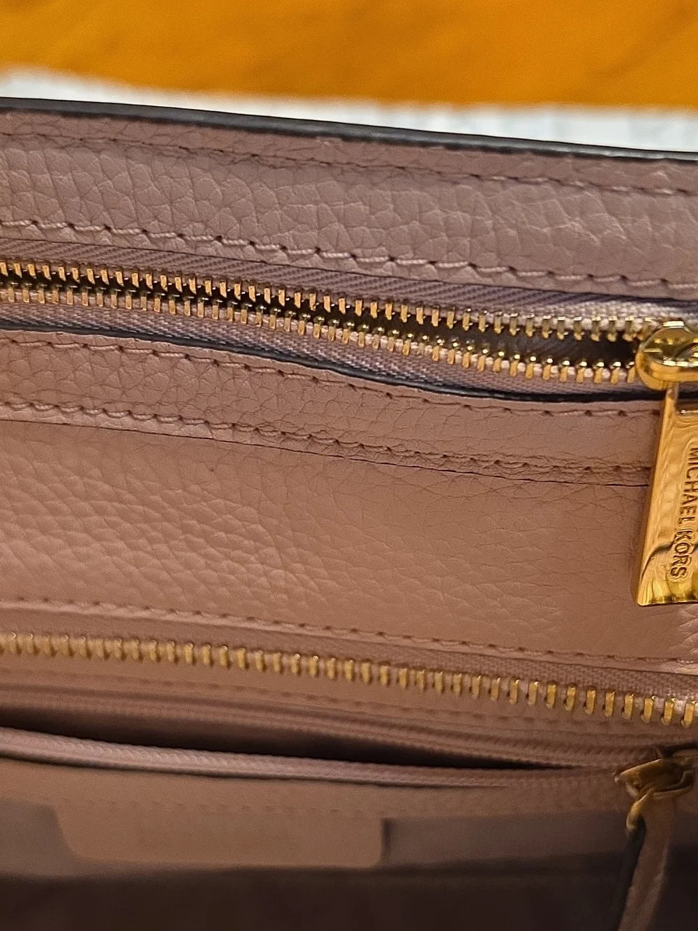 Michael Kors Pebbled Satchel in Blush Pink with Gold Hardware And Dust Bag